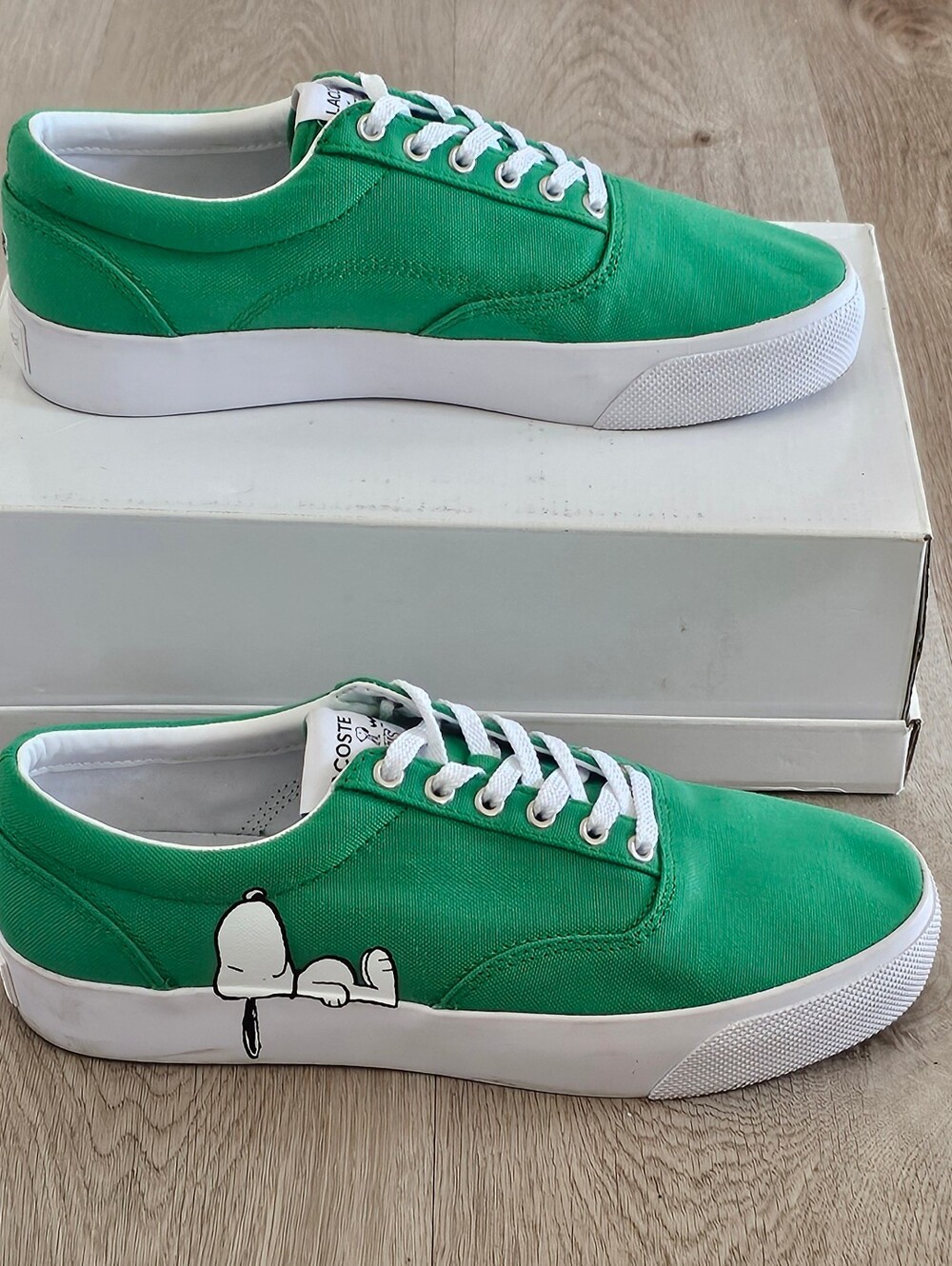 Lacoste x Peanuts Snoopy Green Canvas Sneakers Shoes Women Size 9.5